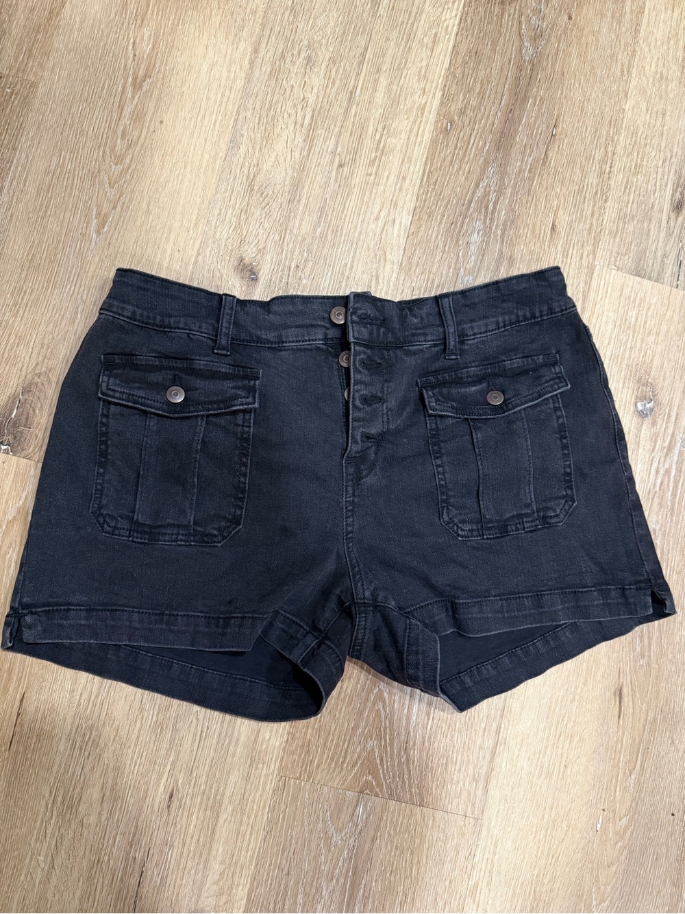 No Boundaries Black Button-Front Denim Shorts